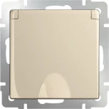 Розетка влагозащ. с зазем. с защит. крышкой и шторками (шампань) W1171211 (a050853)