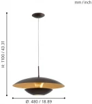 Подвесной светильник Eglo Nuvano 95755 (220V, на проводе, круглые, летающая тарелка)