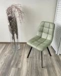 Стул CHILLI SQUARE HK017-15 серо-зеленый, PU/ черный каркас