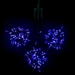 Комплект 3 Синих Нити с Мерцанием Белого Диода по 20м, 600 LED, Провод Черный ПВХ, IP54