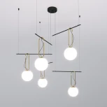 Подвесной светильник Wi-Fi Riche 70143/5 черный Eurosvet (220V, управление смартфоном, голосовое управление, умный дом - Minimir Home, Алиса, Маруся, Салют, на тросе, шарики)