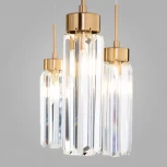 Подвесная люстра Wi-Fi Eurosvet Gilian 60163/6 латунь (220V, хрусталь, управление смартфоном, голосовое управление, умный дом - Minimir Home, Алиса, Маруся, Салют, на тросе)