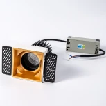 Точечный встраиваемый светодиодный светильник, квадратная рамка, золотой отражатель Fiberli Mr1215 12130105