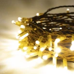 Гирлянда Нить с колпачком 10м тепло-белая 24В, 100 LED, провод золотой ПВХ, IP65 Laitcom PST100CAP-12-1WW