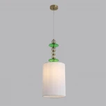 Подвесной светильник со стеклянным декором Lumion Ilmira 8337/1A бронза/белый/зеленый, металл/стекло/текстиль E27 60W 220V (на проводе)