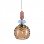 Подвесной светильник со стеклянным декором Lumion Walma 8300/1A бронза/амбер/голубой/розовый, металл/стекло E27 1*40W 220V (на проводе)