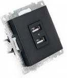 Розетка с USBх2 (черный) Stekker Катрин 39616