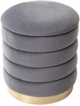 Пуф для гостиной ФРЕД серый #27, велюр / золотой каркас