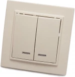 Выключатель двухклавишный с подсветкой (слоновая кость) Stekker Эрна 39229