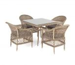 Обеденная группа плетеная, цвет соломенный 4SIS Сицилия SC4T-5-SET