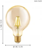 Лампочка светодиодная филаментная E27 4W 220V 220 lm 2200K белое теплое свечение Eglo Lm_led_e27 11522