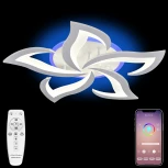 Потолочная люстра светодиодная LED LAMPS 81146, 80W, белый, LED с RGB подсветкой (220V, пульт управления, управление смартфоном, цветы)