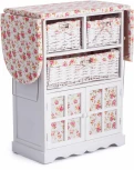 Гладильный комод с 3-я корзинами Secret De Maison CAMPANARD (mod. PE-03) дерево павловния, мдф, 64x35x83см, white (белый), ткань -розочки Tetchair 15543
