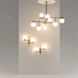 Потолочная люстра на штанге Maytoni Nostalgia MOD048PL-09G (220V, шарики)