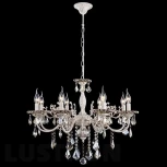 Подвесная люстра Eurosvet 3281 3281/8 белый с золотом / тонированный хрусталь (220V, хрусталь Strotskis, на цепи, подсвечник, свеча)