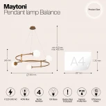 Подвесная люстра Maytoni Balance MOD317PL-04G (220V, на тросе, шарики)