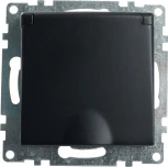 Розетка с заземлением защитной крышкой и шторками (черный) Stekker Катрин 39608