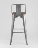 Стул барный Stool Group TOLIX WOOD со спинкой серебристый матовый УТ000000696
