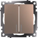 Выключатель двухклавишный с подсветкой (шампань) Stekker Катрин 39593