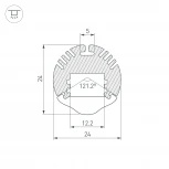 Профиль с экраном ALU-ROUND-2000 ANOD+LEN30 (Алюминий) 015527 Arlight