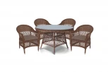 Обеденная группа плетеная, цвет коричневый 4SIS Эспрессо-120 S ECS4T-5-SET brown