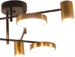 Потолочная люстра на штанге диммируемая Kink Light Рапис 07645-6D,19(20) черный/бронза Led 3*12W+3*16W с пультом ДУ (регулировка яркости, 220V)