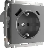 Розетка с заземлением,шторками и USB Type A+С (графит матовый) Werkel W1171764 (a063106)