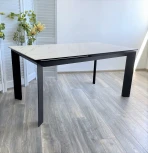 Стол CREMONA 140 KL-99 Белый мрамор матовый, итальянская керамика / черный каркас М-City