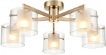 Потолочная люстра на штанге Lumion Verdi 6587/5C золото/прозрачный, металл/стекло E14 5*40W 220V (круглые)