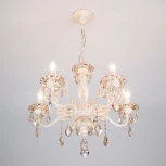 Подвесная люстра Eurosvet 3281 3281/5 белый с золотом / тонированный хрусталь (220V, хрусталь Strotskis, на цепи, подсвечник, свеча)