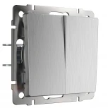 Выключатель двухклавишный (cеребряный рифленый) Werkel W1120009 (a051355)