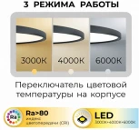 Светильник светодиодный потолочный накладной 23W Image Ronda PLC.300-23-CCT-BK