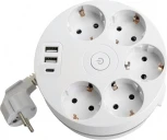 Удлинитель 5-и местный 2,5 метра с заземлением 2хUSB Type A+C Stekker Comfort 49591