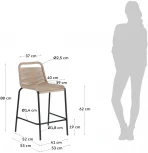 Барный стул La Forma (ex Julia Grup) Lambton (Черный,Бежевый,Коричневый/ Металл,Веревка,Сталь)