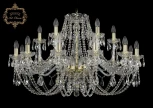 Подвесная большая люстра Art Classic 11.21 11.21.12+6.360.Gd.Sp (220V, хрусталь, на цепи, подсвечник, свеча)