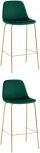 Стул барный Валенсия SN велюр зеленый золотые ножки 2 шт Stool Group (арт.УТ000038301)