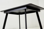 Стол АРУБА 140 нераздвижной МОНБЛАН, стекло/ ЧЕРНЫЙ каркас