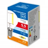 Лампа светодиодная, форма "шар", прозрачная, белый свет 4000K Volpe Optima Филамент LED-G45-5,5W/4000K/E14/CL/SLF