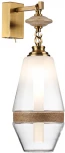 Бра Odeon Light Krema 5441/1W сатинированн.латунь/прозрачн./металл/стекло/травертин/веревка G9 LED 6W (220V, выключатель)
