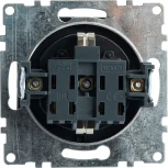 Розетка с заземлением защитной крышкой и шторками (черный) Stekker Катрин 39608