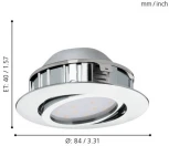 Встраиваемый точечный светильник Eglo Pineda 95858 (LED, 220V)