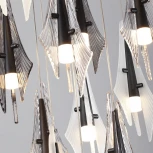 Потолочная каскадная люстра Odeon Light Afalina 5442/69L черный/бел.матовый/прозрачн./дымчатый/металл/стекло/акрил LED 69W 3000K (220V, на проводе)