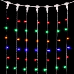 Гирлянда Занавес 2 x 3 м Разноцветный 220В, 600 LED, Провод Прозрачный ПВХ, IP54