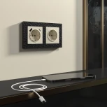 Розетка с заземлением, шторками и USB тип A+C (слоновая кость) Werkel W1171703 (a056273)