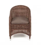 Плетеное кресло из искусственного ротанга, цвет коричневый с серой подушкой 4SIS Равенна YH-C1103W brown1