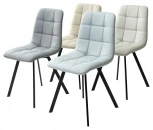 Стул CHILLI SQUARE HK017-35 серо-голубой, PU/ черный каркас