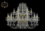 Подвесная большая люстра Art Classic 11.21 11.21.12+6.300.2d.Gd.Sp (220V, хрусталь, на цепи, подсвечник, свеча)