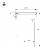 Трековый однофазный светильник LED LGD-GERA-2TR-R74-20W Warm3000 (BK, 24 deg, 230V) (Arlight, IP20 Металл) 055082