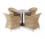 Обеденная группа на 4 персоны, стулья соломенные 4SIS Каффе KCR4T1-5-SET