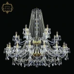 Подвесная большая люстра с хрустальными подвесками Art Classic 11.25 11.25.16+8+4.460.2d.Br.Sp (220V, на цепи, подсвечник, свеча)